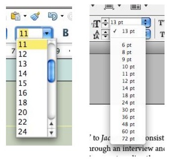 Listes-déroulantes-Choix-Taille-Police iste déroulante de choix de tailles de police (OpenOffice & InDesign)