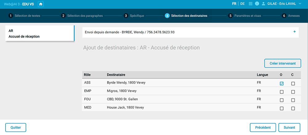 Page de suivi des envois sur le logiciel web@ai de Gilai conçu selon une démarche UX/UI avec Usabilis.