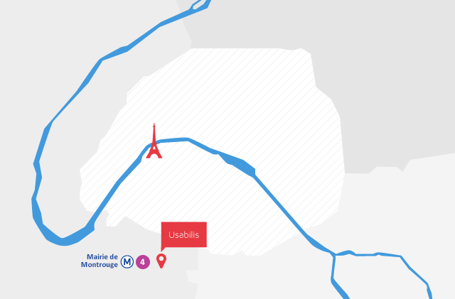 Map presenting Usabilis in the south of Paris.