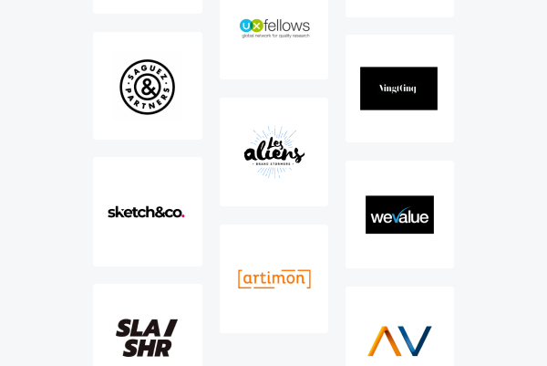 Logos des partenaires d'Usabilis conseil en stratégie UX et stratégie digitale.