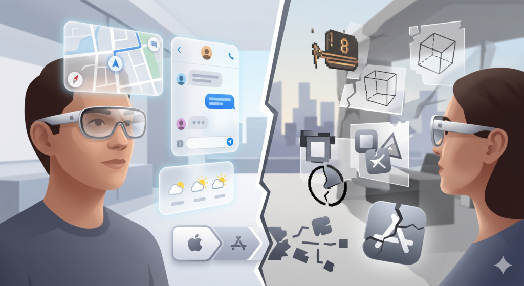 Apple Glass UI un an après : cohérente chez Apple, fragile dans l’écosystème
