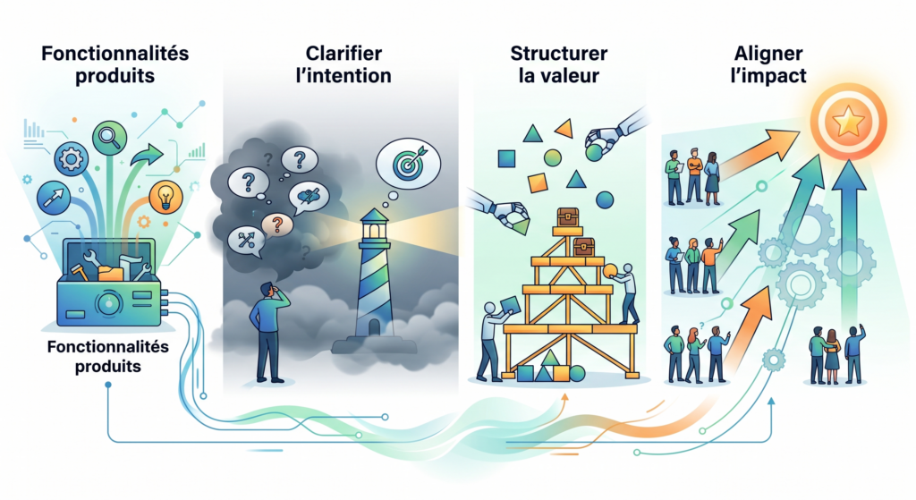 Fonctionnalités produits : clarifier l’intention, structurer la valeur, aligner l’impact